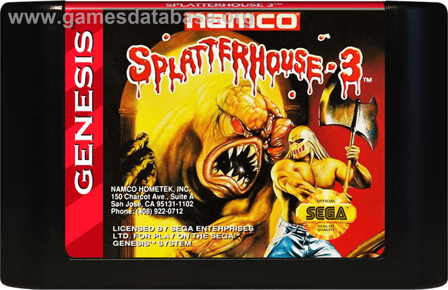 Splatter House 3 - Sega Genesis - Artwork - Cartridge