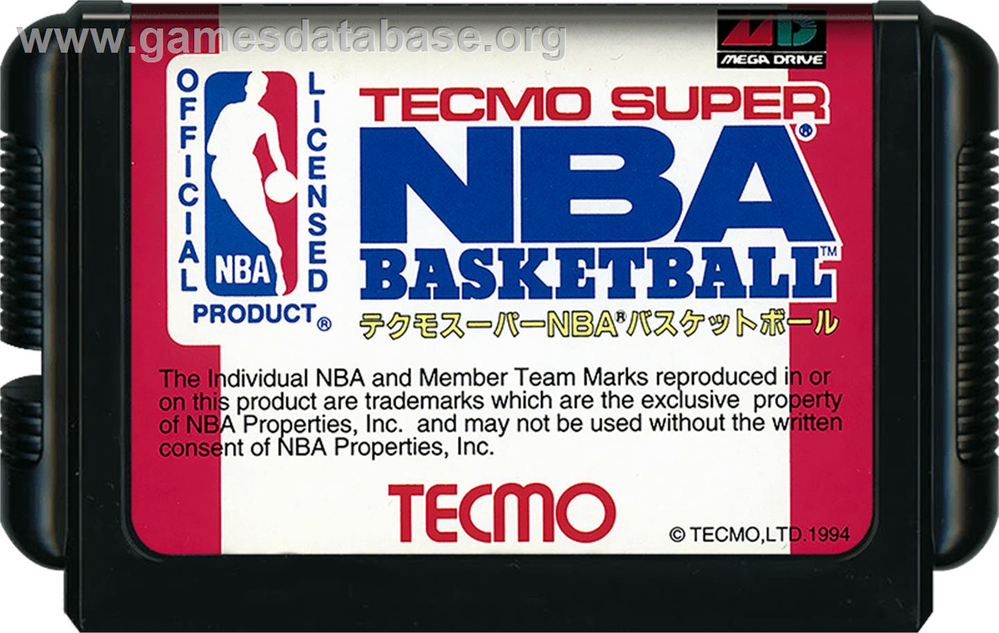 Tecmo Super NBA Basketball - Sega Genesis - Artwork - Cartridge