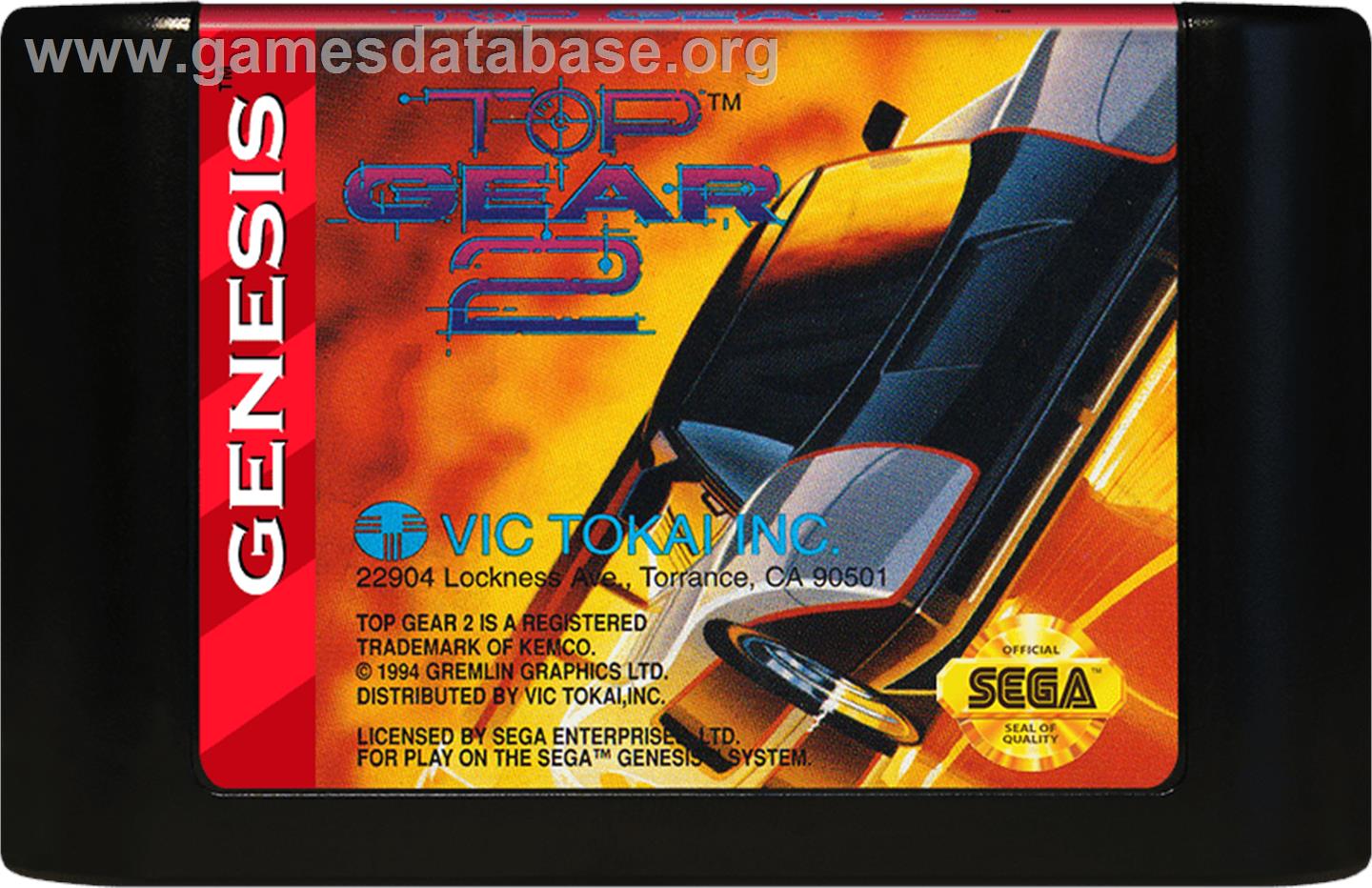 Top Gear 2 - Sega Genesis - Artwork - Cartridge