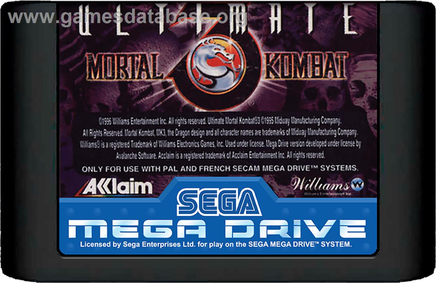 Ultimate Mortal Kombat 3 - Sega Genesis - Artwork - Cartridge