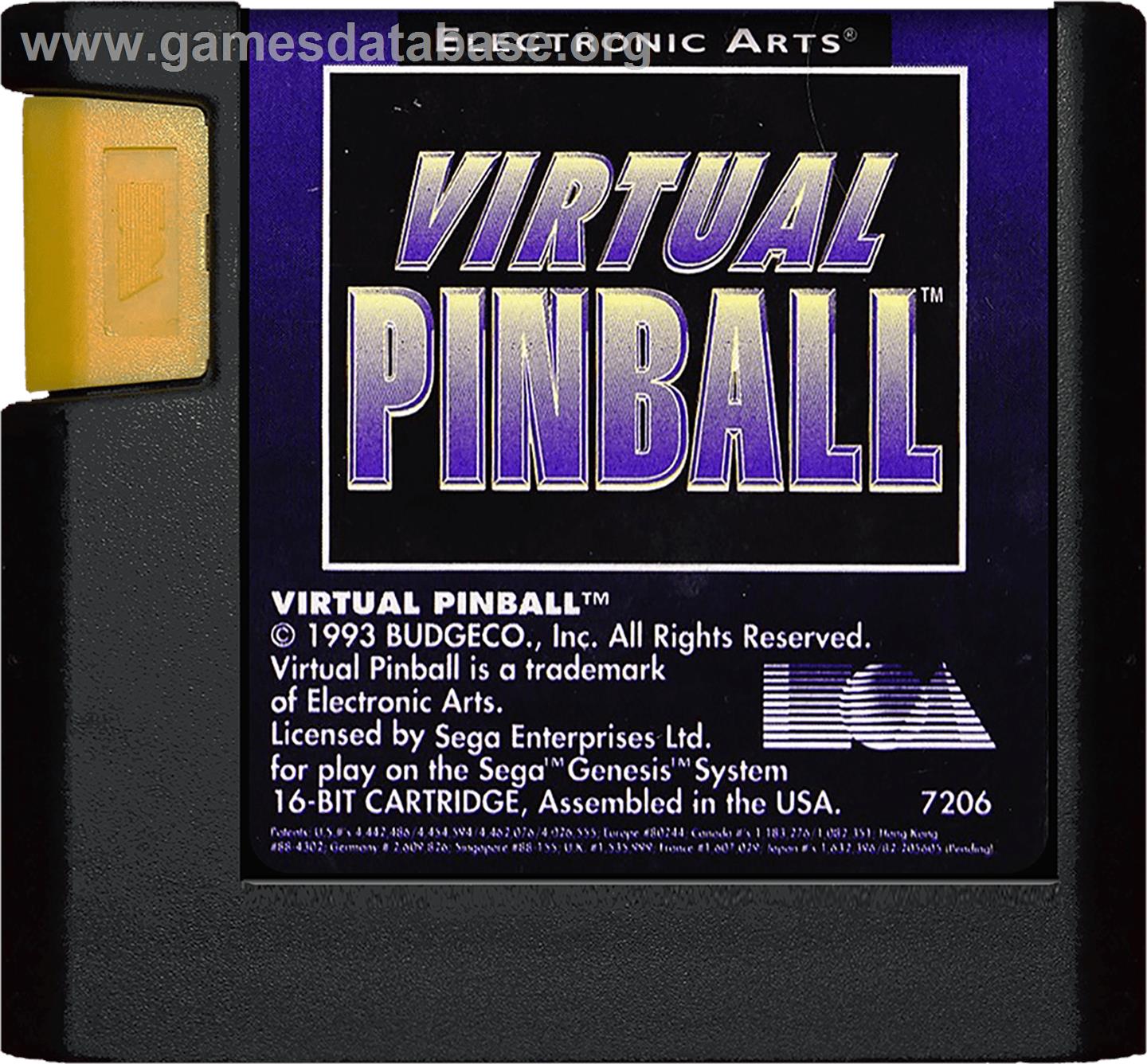Virtual Pinball - Sega Genesis - Artwork - Cartridge