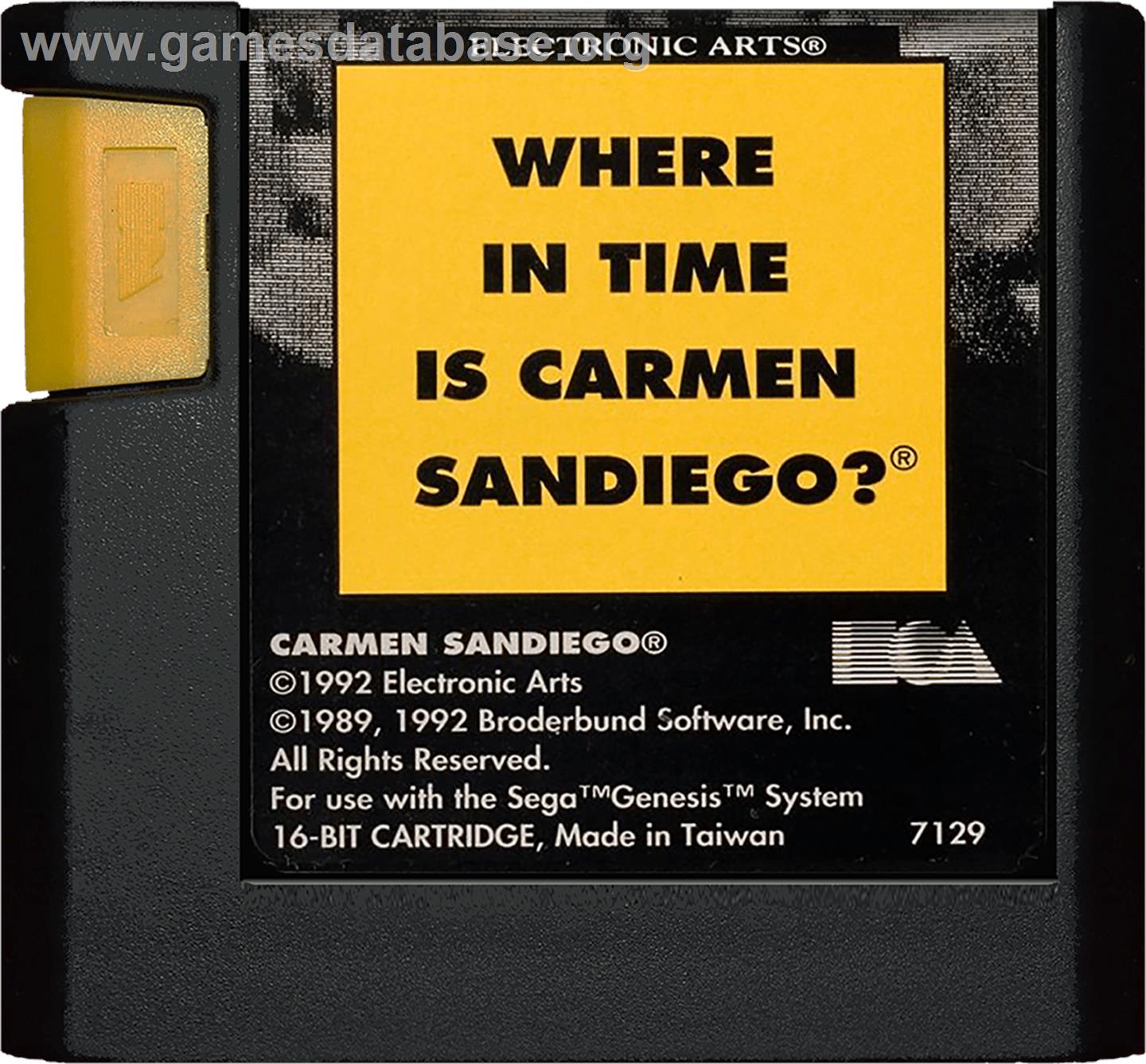Where in Time is Carmen Sandiego - Sega Genesis - Artwork - Cartridge
