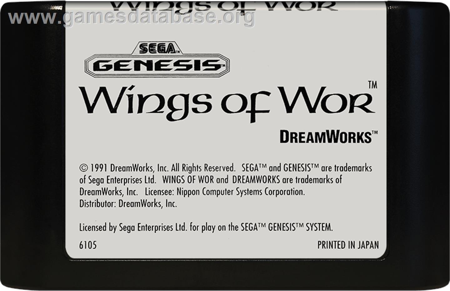 Wings of Wor - Sega Genesis - Artwork - Cartridge