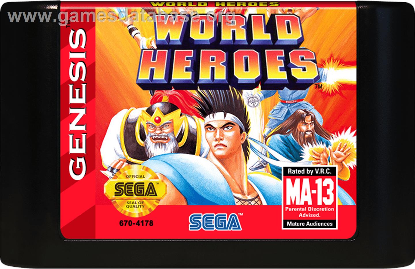World Heroes - Sega Genesis - Artwork - Cartridge