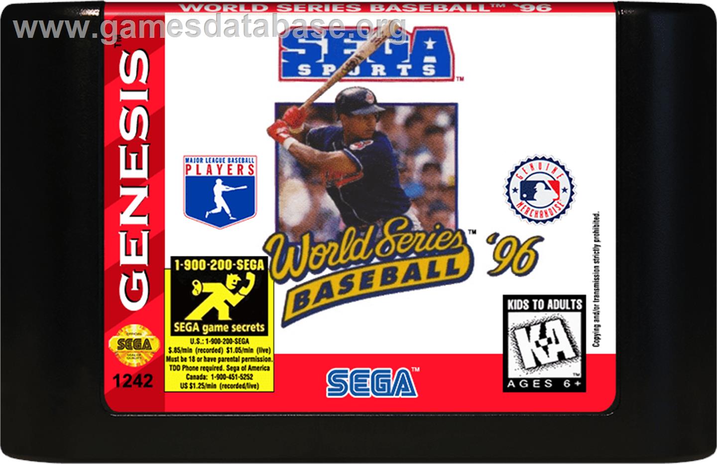 World Series Baseball '96 - Sega Genesis - Artwork - Cartridge