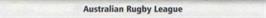 Top of cartridge artwork for Australian Rugby League on the Sega Genesis.