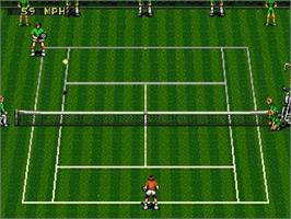 In game image of ATP Tour Championship Tennis on the Sega Genesis.
