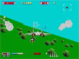 In game image of After Burner II on the Sega Genesis.