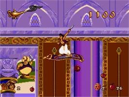 In game image of Aladdin on the Sega Genesis.