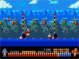 In game image of Aquatic Games: Starring James Pond, The on the Sega Genesis.