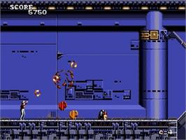 In game image of Atomic Runner on the Sega Genesis.