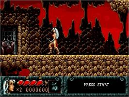 In game image of Blades of Vengeance on the Sega Genesis.