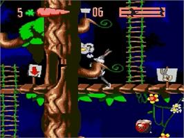 In game image of Bugs Bunny in Double Trouble on the Sega Genesis.