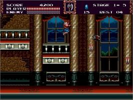 In game image of Castlevania Bloodlines on the Sega Genesis.