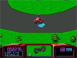 In game image of Championship Pro-Am on the Sega Genesis.