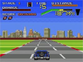 In game image of Chase H.Q. 2 on the Sega Genesis.