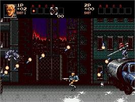 In game image of Contra Hard Corps on the Sega Genesis.