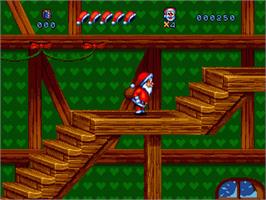 In game image of Daze Before Christmas on the Sega Genesis.