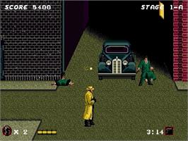 In game image of Dick Tracy on the Sega Genesis.