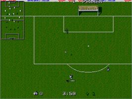 In game image of Dino Dini's Soccer on the Sega Genesis.