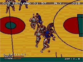 In game image of Double Dribble: The Playoff Edition on the Sega Genesis.