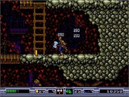 In game image of Ex-Mutants on the Sega Genesis.
