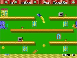 In game image of Flicky on the Sega Genesis.