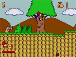 In game image of Férias Frustradas do Pica-Pau on the Sega Genesis.