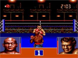 In game image of George Foreman's KO Boxing on the Sega Genesis.