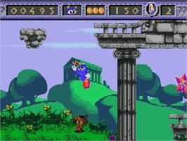 In game image of Izzy's Quest for the Olympic Rings on the Sega Genesis.