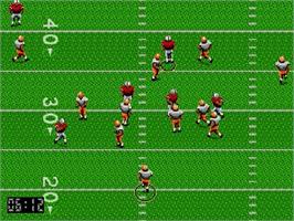 In game image of Joe Montana Football on the Sega Genesis.