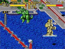 In game image of King of the Monsters on the Sega Genesis.