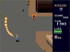 In game image of Mercs on the Sega Genesis.