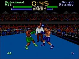 In game image of Muhammad Ali Heavyweight Boxing on the Sega Genesis.