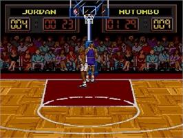 In game image of NBA All-Star Challenge on the Sega Genesis.