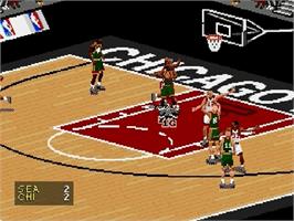 In game image of NBA Live '98 on the Sega Genesis.