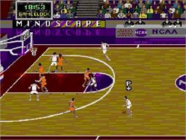 In game image of NCAA Final Four Basketball on the Sega Genesis.