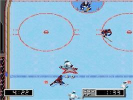 In game image of NHL '97 on the Sega Genesis.