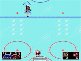 In game image of NHL Hockey on the Sega Genesis.