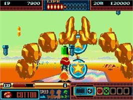 In game image of Panorama Cotton on the Sega Genesis.