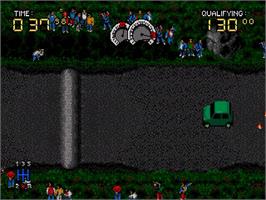 In game image of Power Drive on the Sega Genesis.