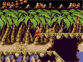 In game image of Puggsy on the Sega Genesis.