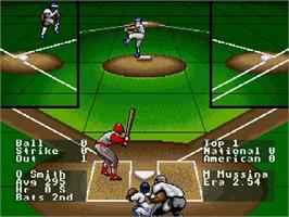 In game image of R.B.I. Baseball '93 on the Sega Genesis.