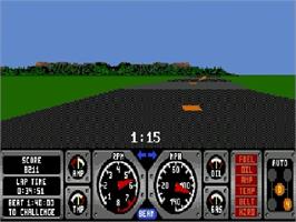 In game image of Race Drivin' on the Sega Genesis.