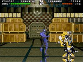 In game image of Rise of the Robots on the Sega Genesis.