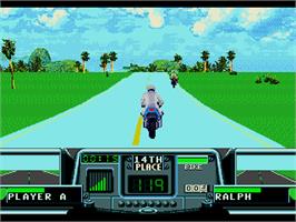In game image of Road Rash 3: Tour De Force on the Sega Genesis.