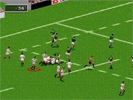 In game image of Rugby World Cup 95 on the Sega Genesis.
