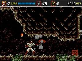 In game image of Shinobi III on the Sega Genesis.