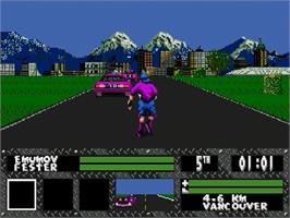 In game image of Skitchin' on the Sega Genesis.
