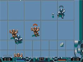 In game image of Speedball 2: Brutal Deluxe on the Sega Genesis.